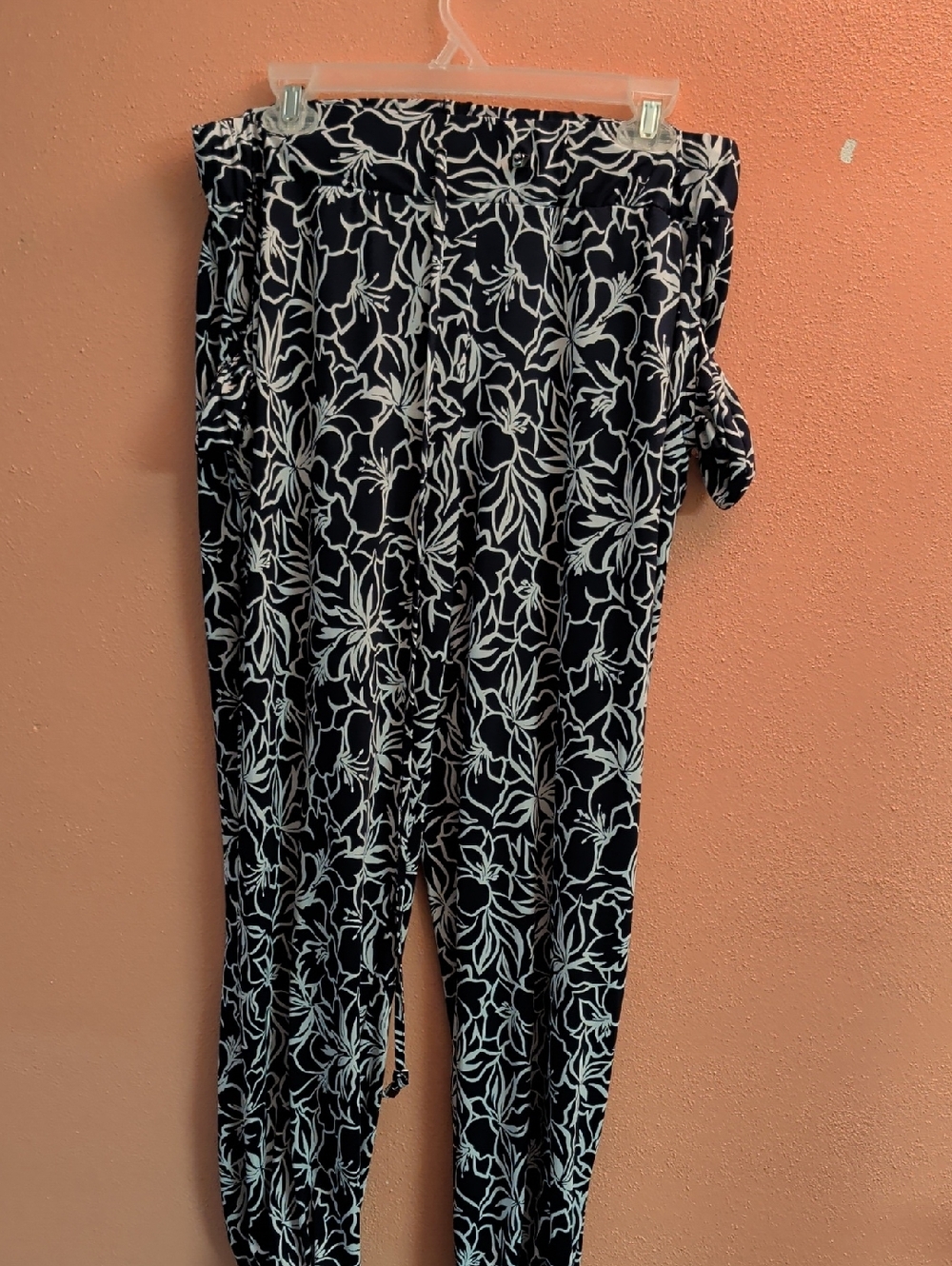 Robert Louis Navy and White Floral Sleeveless Jumpsuit
